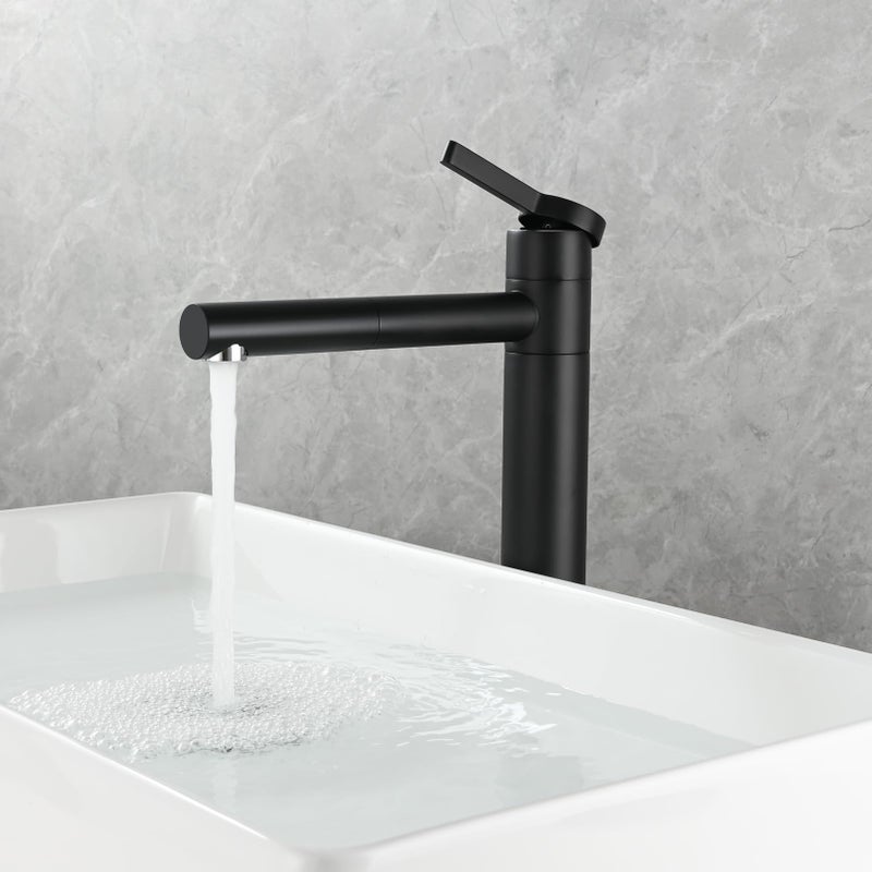 CIENCIA Bathroom Sink Faucet Single Handle Brass Vessel Sink Faucet 360Â°Rotating Spout Tall Basin Mixer Tap Black, BB6112C - Image 3